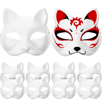 10 Pcs Masquerade Paintable Cat Mask Therain to Empty for Adult Blank Cosplay Party Kid Base Woman