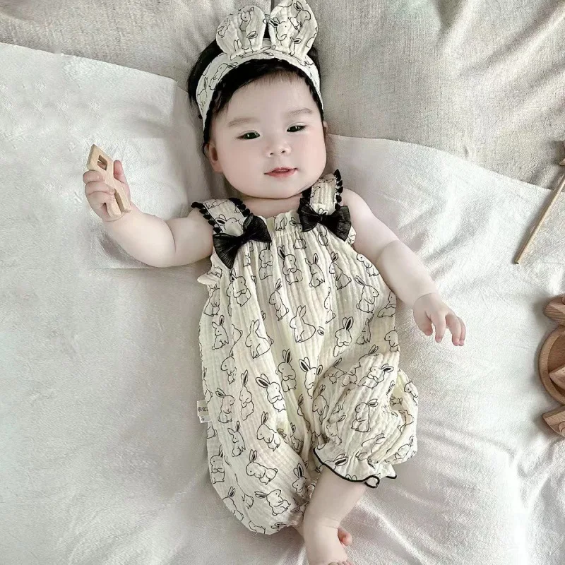 

New Baby Wrap Clothes Summer Thin Butt Covering Parent-Child Home Clothes Fem Baby Rer Newborn Super Cute Swimsuit