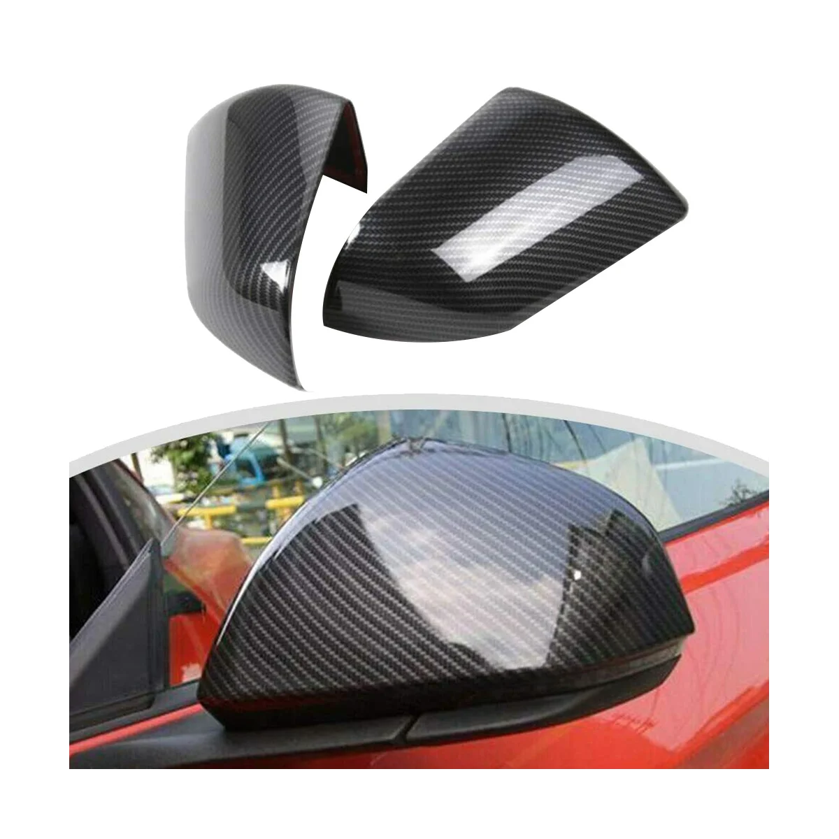 

ABS Carbon Fiber Look Door Rearview Mirror Cap for Ford Mustang 15-20