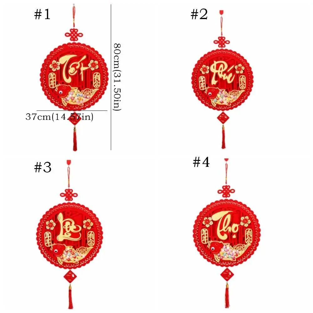 Tradycyjny wietnamski wisiorek noworoczny Czerwone błogosławieństwo Chiński nowy rok Para z frędzlami Zagęszczone wisiorki z postaciami Fu