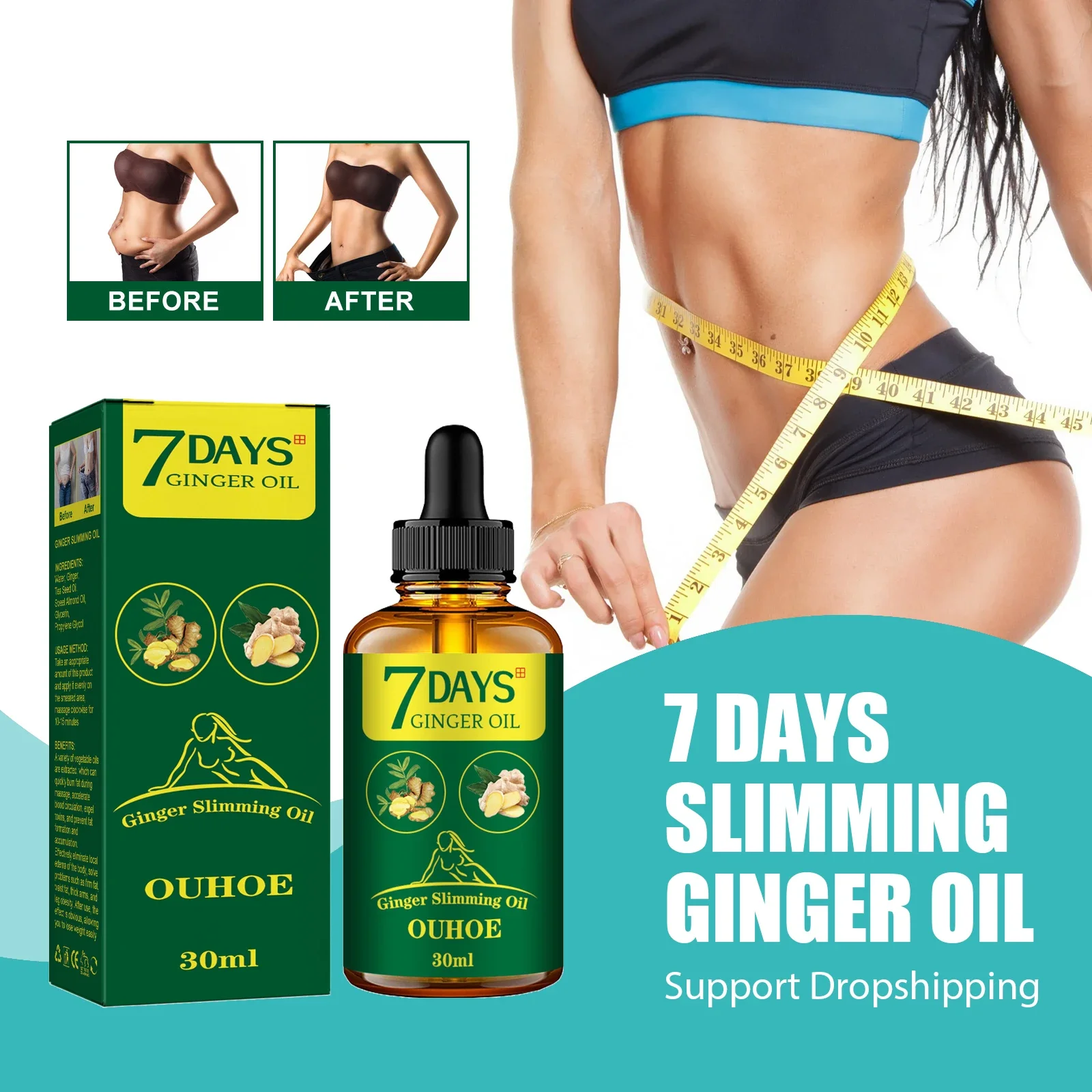 زيت الزنجبيل للتنحيف 7 أيام ، فقدان الوزن ، خصر الساق الرفيع ، حارق دهون البطن ، شد الجسم المضاد للسيلوليت ، تدليك التشكيل ، زيت نحيف سريع #1