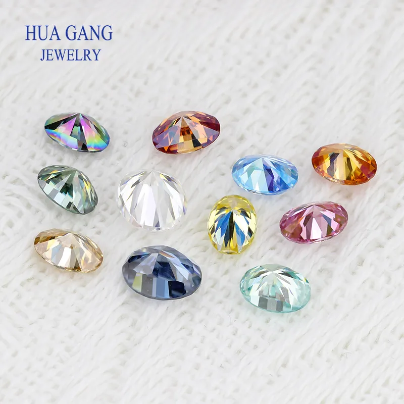Oval Colored Moissanite stone D Color Pink Green Blue Garnet  Champagne 0.5ct 1.0ct 2.0ct 3.0ct Excellent Cut VVS1 For Jewelry
