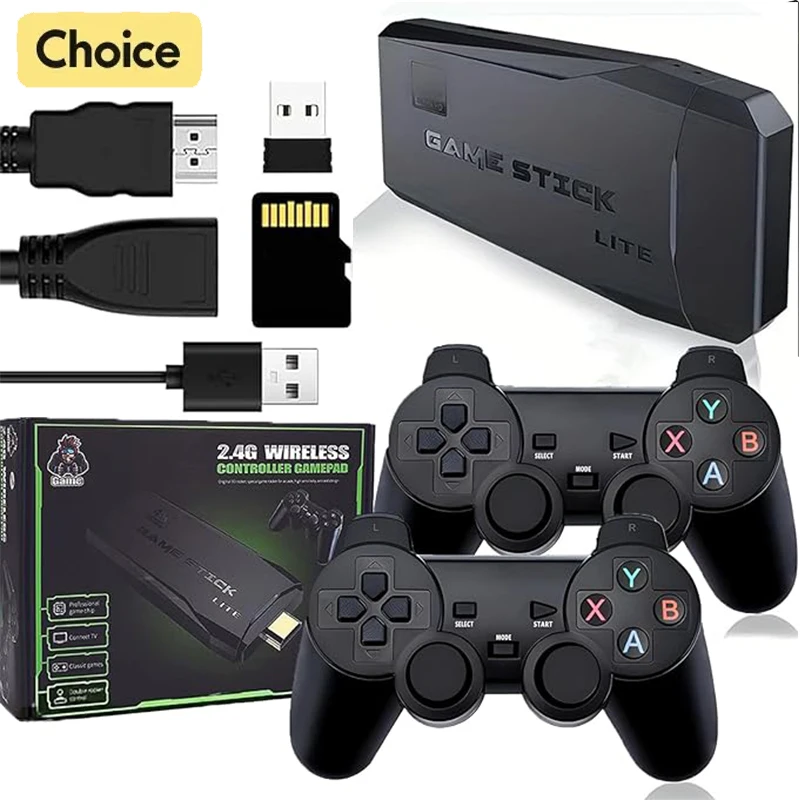 10000+ Games Retro Game Console Stick Wireless Play Game Stick Video Game Stick 4K HDMI Classic Emulators Dual 2.4G Controllers