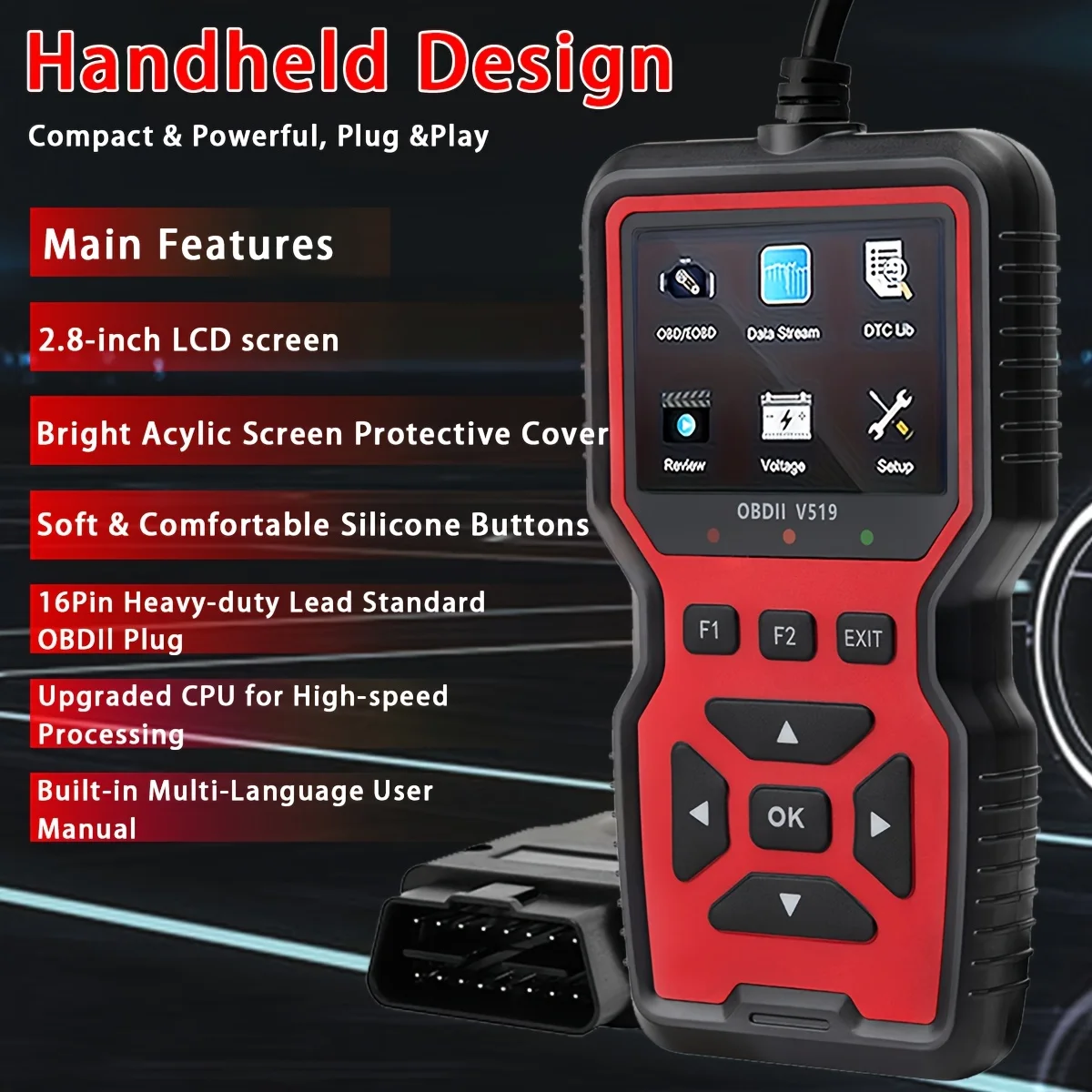 Car OBD2 Scanner Diagnostic Tool Voltage Tester Professional Auto Check Engine Code Reader OBD II Automotive Scanner V519 view 3
