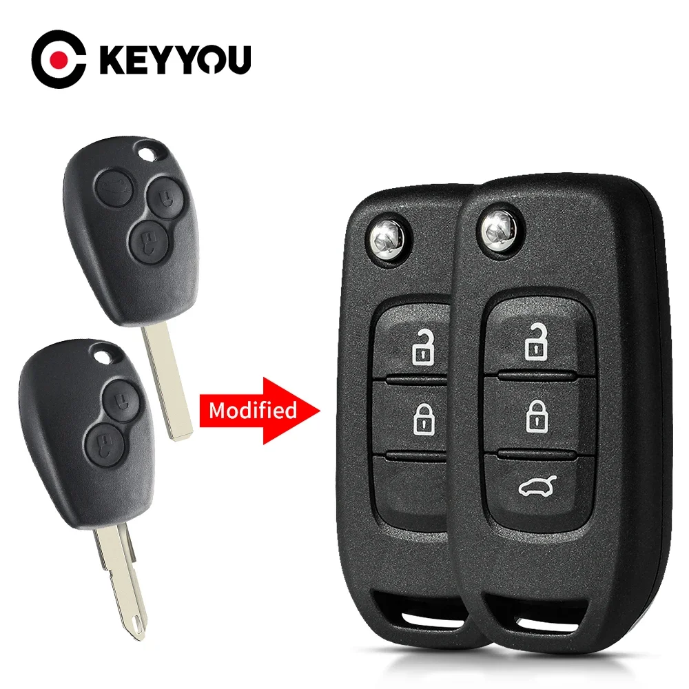 KEYYOU Modifizierter Klappschlüssel für Renault Megane Clio Duster Kangoo Modus Twingo Dacia Sandero Logan für Nissan Kubistar