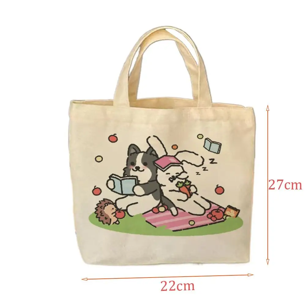 Cute Astronaut Canvas Tote Bag Canvas Big Capacity Mini Handbags Cartoon Lunch Bag Picnic