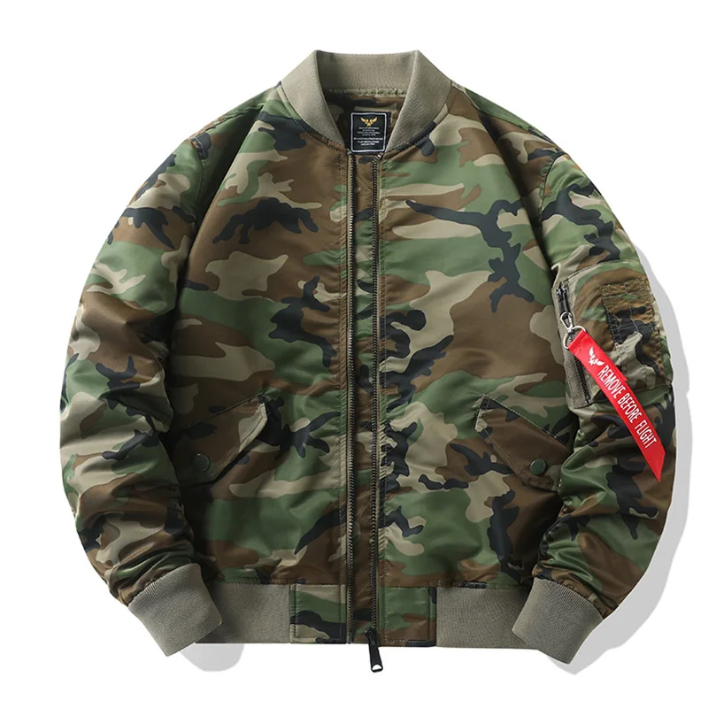 

Camo Bomber Jacket Men Spring Autumn Pilot Coat Man Long Sleeve Camouflage MA1 Mens Clothing 2024 Hip Hop Casual OuterWear