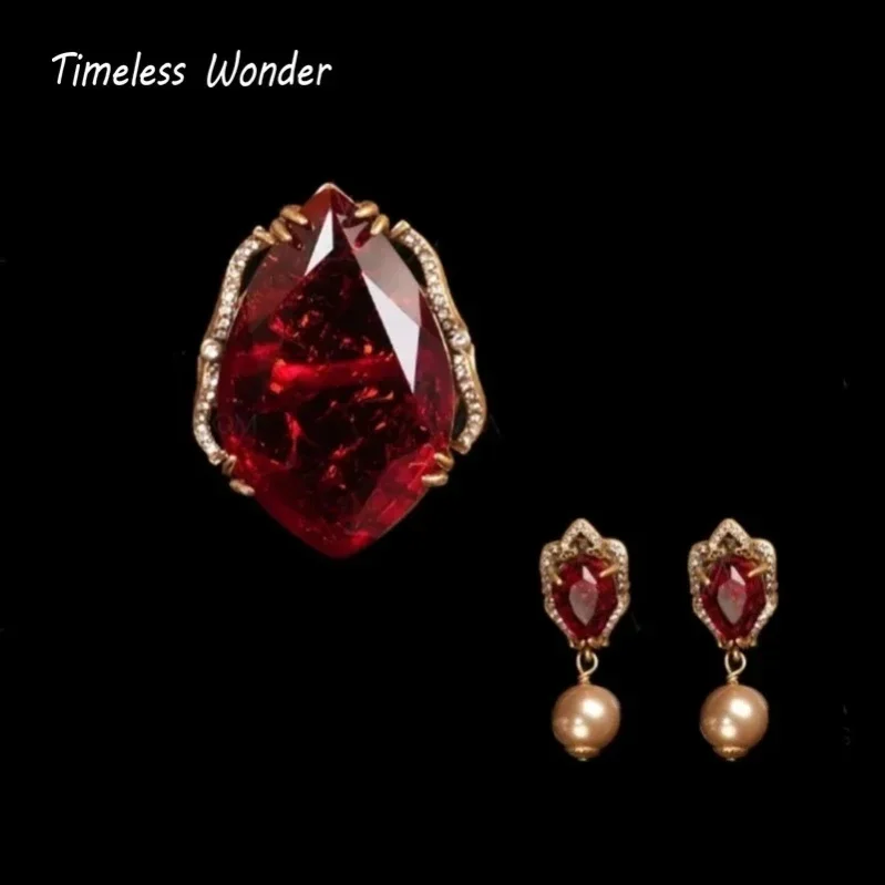 

Вневременное коктейльное кольцо Wonder Crystal Zircon Geo N Серьги-гвоздики для женщин Дизайнерский комплект ювелирных украшений Редкий сладкий модный 7524