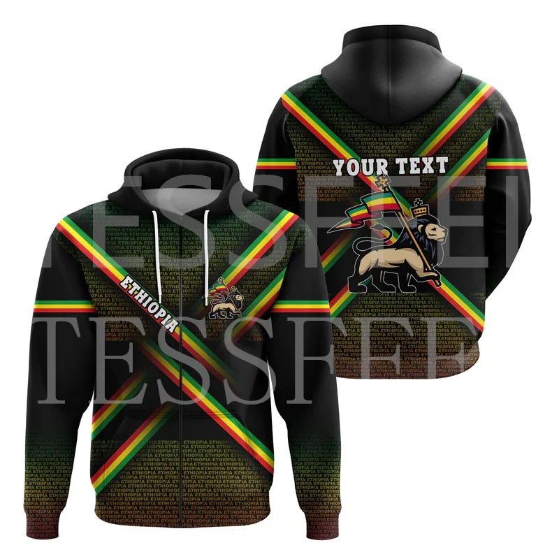 NewFashion Custom Name Ethiopia Lion Africa Country Flag Tribe Tattoo Streetwear 3DPrint Casual Funny Pullover Jacket Hoodies 21