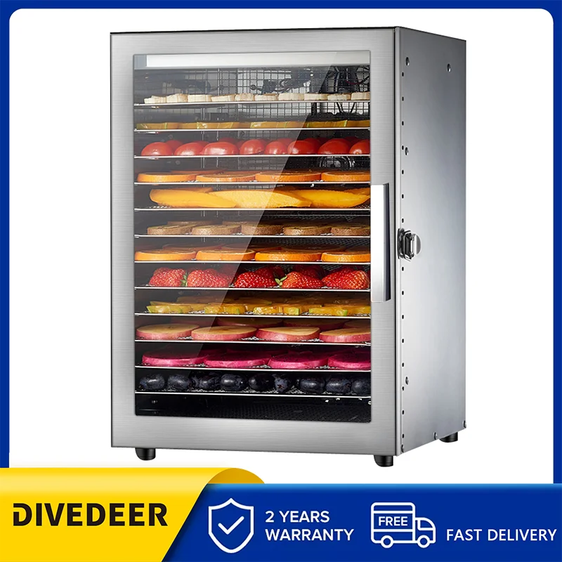 DIVEDEER домашняя машина для сухих фруктов, овощей, закуски для домашних животных, мясные травы, многофункциональная умная сушилка для фруктов, 12 слоев