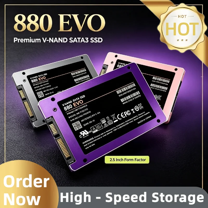 Original 880 EVO 2.5 Inch SATA3 Internal SSD, 500GB 1TB 2TB 4TB Solid State Hard Disk for Laptop Desktop PC