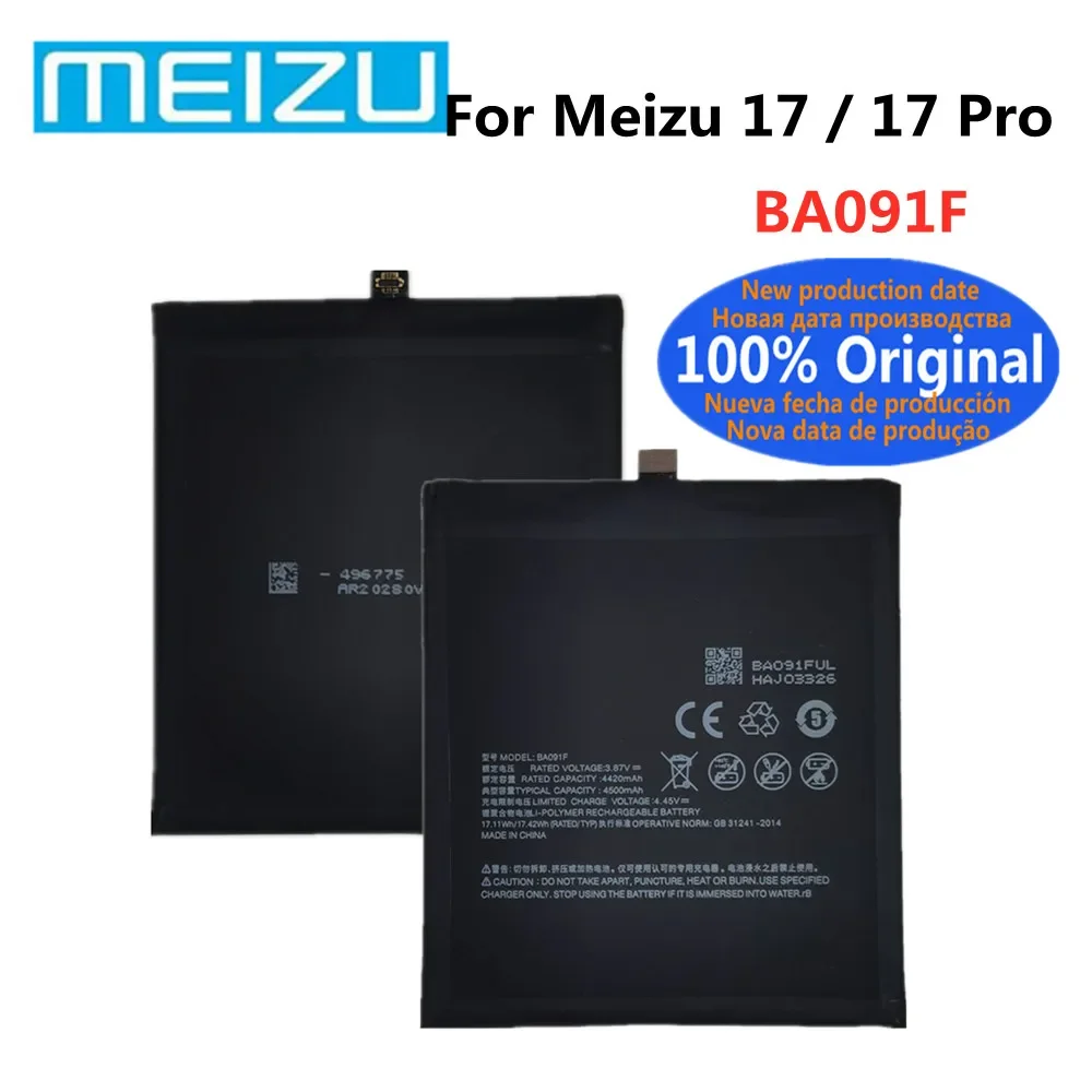 BA091F 4500mAh Original Battery for Meizu 17 Pro M081M M081Q M091M M091Q Phone Batteries Fast Shipping