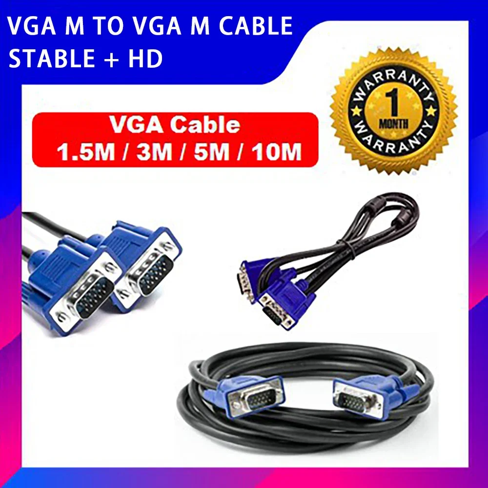 【Entrega rápida】Cable VGA a Vga 1,5 M/3M/5M Cable Vga macho a macho de 15 pines adaptador Vga para ordenador/proyector/Monitor/Tv/Pc