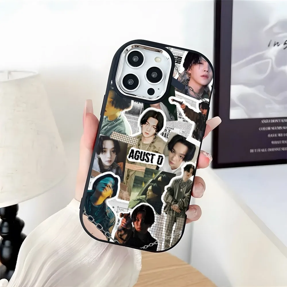 Agust D Suga King Cute Phone Case Plating Camera Oval Soft Silicone For IPhone 16 15 11 12 13 14 Pro Max Thicken Candy Color