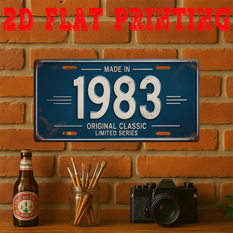 Retro Made In 1983 Original Classic Limited Series License Plate Style Metal Aluminum Plate Painting HD Print Bendable Wall Art