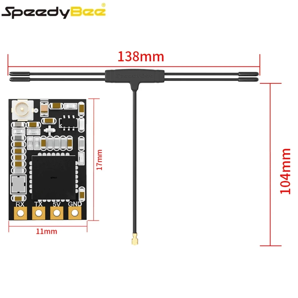 SpeedyBee Nano Dual Band 2,4 GHz/915MHz ELRS receptor IPEX1 enchufe de largo alcance baja latencia para Dron FPV modelo RC