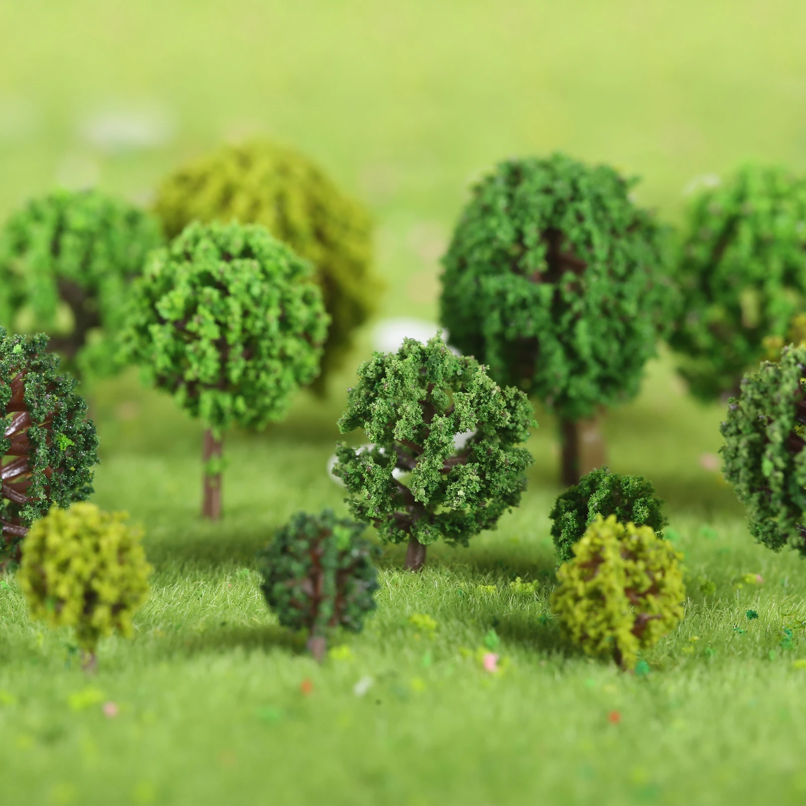 24 pezzi di plastica modello misto alberi 1 - 1.4 pollici Layout giardino di casa in miniatura paesaggio parco paesaggio decorazione