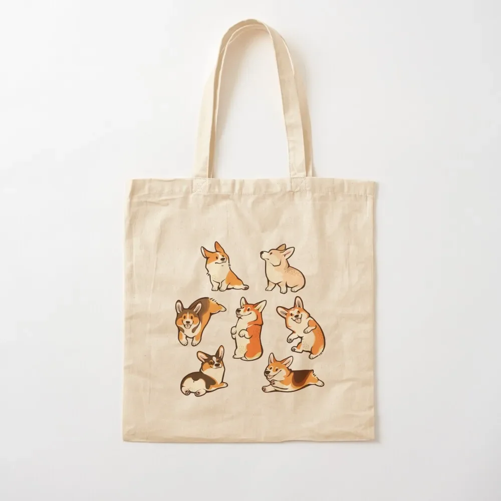 

Jolly corgis in green Tote Bag supermarket folding bag female bag cute tote