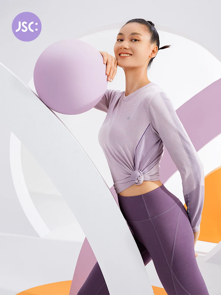 

JSC Женская спортивная футболка Long Sve Yoga Fitn Loose Breathable Qui Dry Ultra Light Moisture ng round Ne Top