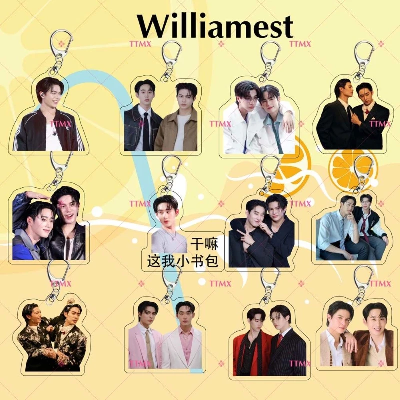 Williamest Williamjkp Estrvp Keychain Acrylic Double-side Hanging Pendants Thai TV Heart That Skips A Beat Photo Decor Ornaments
