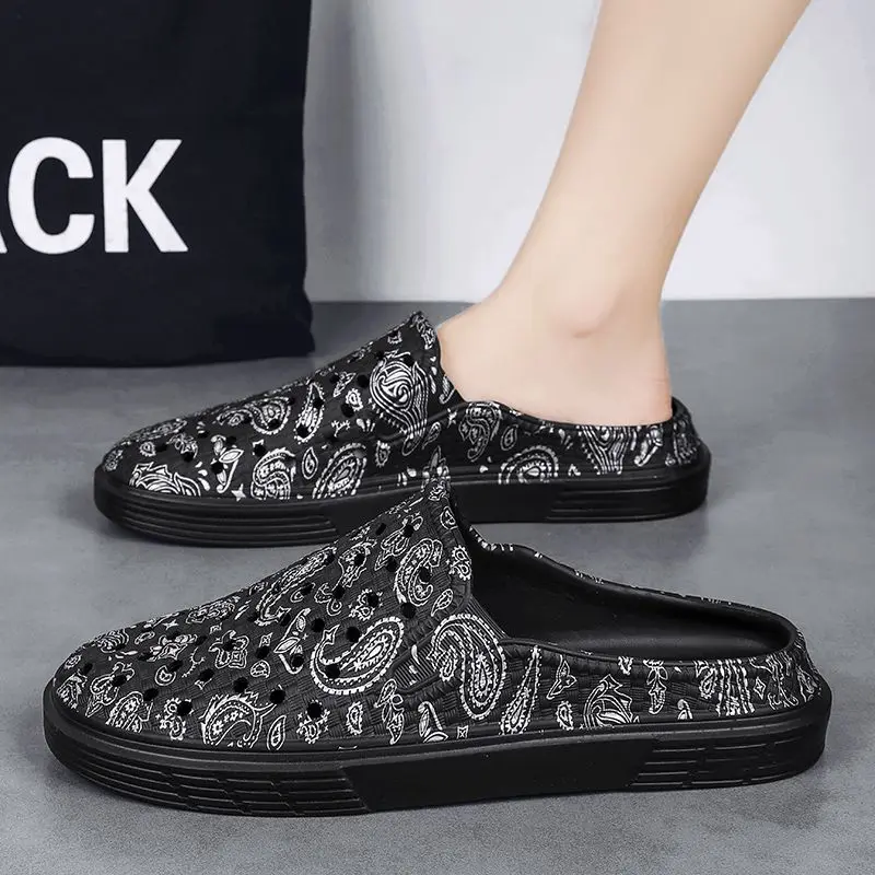 

Уличные пляжные тапочки на платформе, мужские тапочки с отверстиями, низкая цена, элегантные шлепанцы, дизайнерские роскошные повседневные модные мужские туфли высокого качества для взрослых