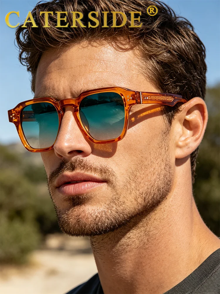 CATERSIDE Vierkante mode-zonnebril Heren Core Insert Temple Luxe merk zonnebril Dames Reizen Strandfeest Festival Geschenken - afbeelding 2