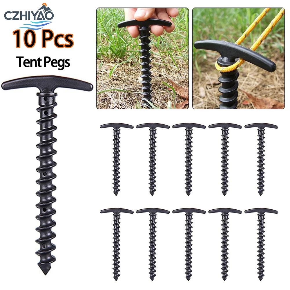 

CZHIYAO 10pcs Outdoor Camping Tent Peg Set,Spiral Spiral Suitable for Camping Windproof Nylon Tent Ground Stakes Grassland Snow