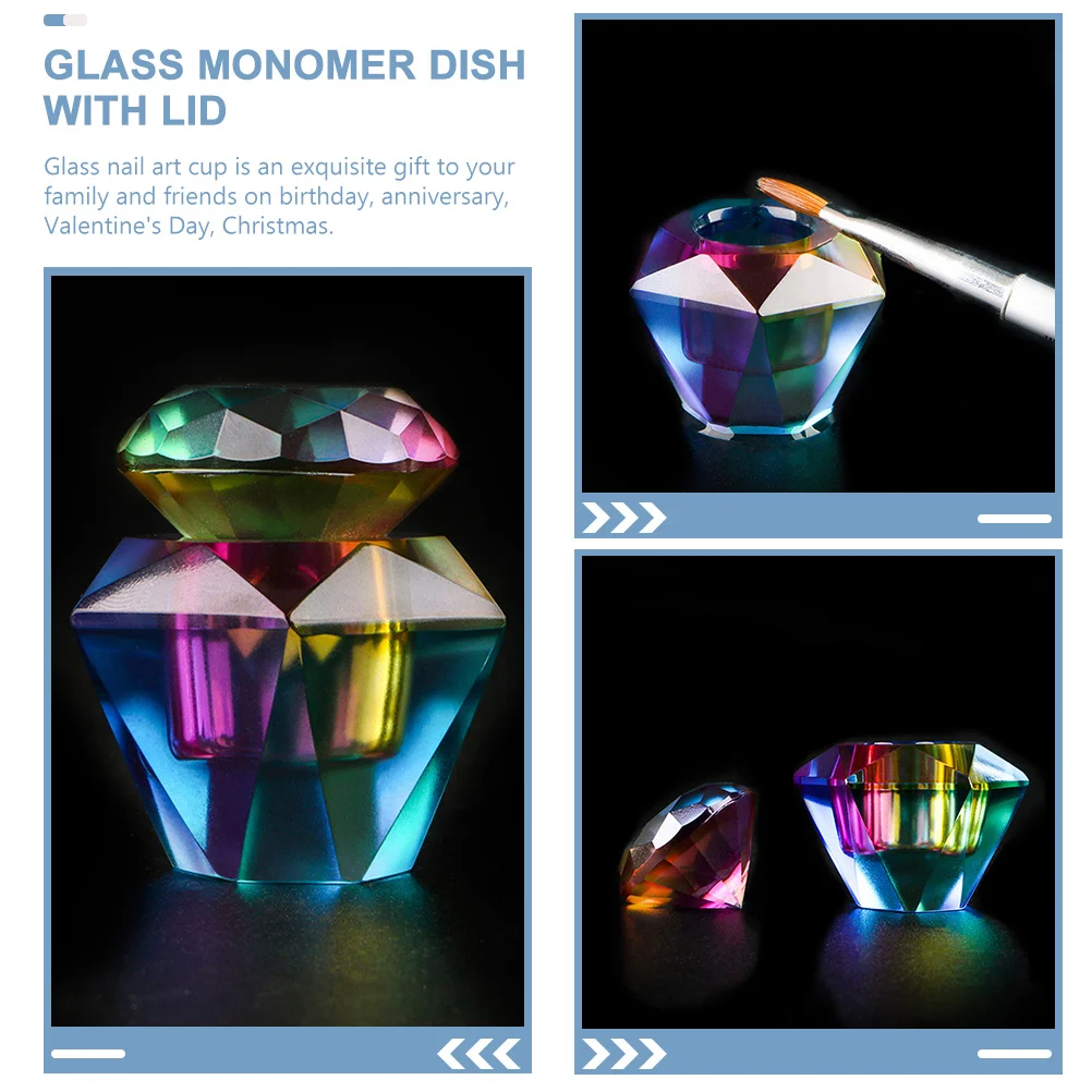

Premium Octagonal Dappen Dish Glass Nail Art Cup with Protective Lid Large Capacity for Liquid Powder Storage Monomer Holder