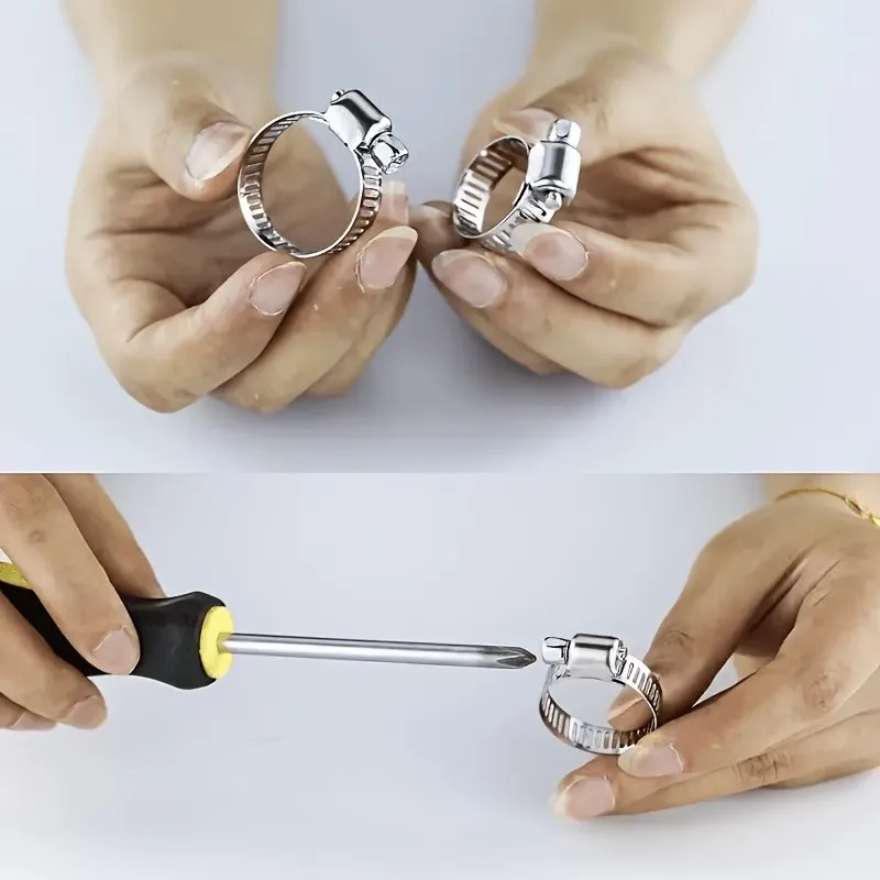 6 pcs 10-16mm Adjustable Worm Drive Clamps with Adjustable Tightening Range, Multipurpose, Versatile, Practical