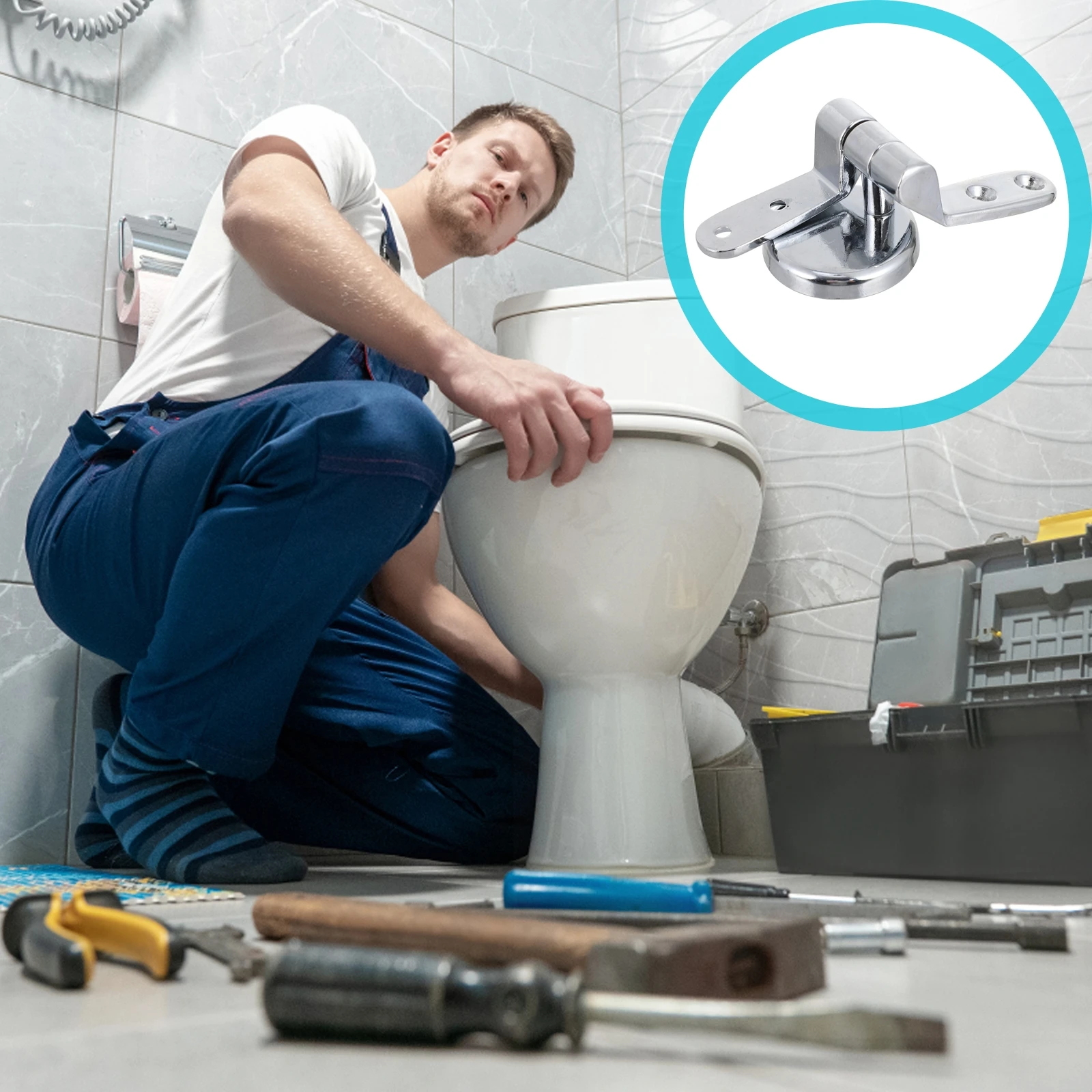 

1 Set Toilet Seat Hinge Fitting Durable Rustproof Strong Load Bearing Corrosion Resistant Easy Install Fixing Tool For Wooden