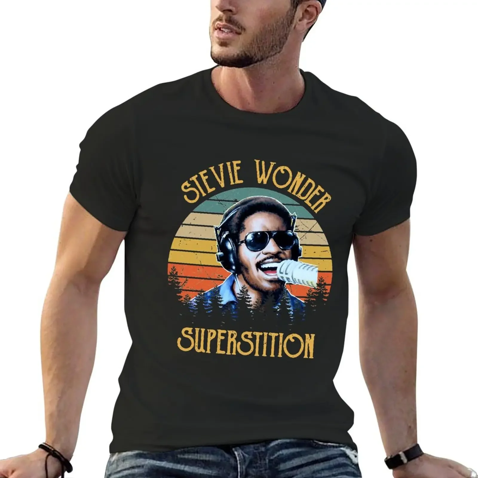 

Beautiful Model Stevie Wonder Superstition Classic Fans T-Shirt blacks plain customizeds blanks outfits for men