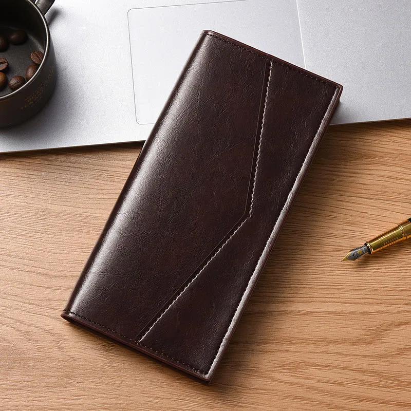Trendy Men High Quality Long PU Leather Wallet Man For Business Clutch Credit Card Holder Purse Carteira Billfold Money Clip