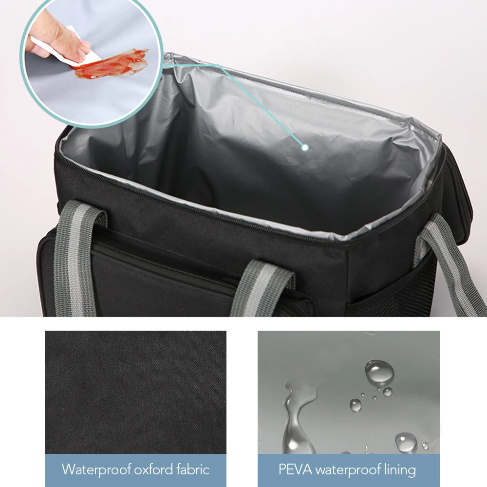 15L Portable Thermal Lunch Bag Food Box  Office Cooler Lunch Box Durable Waterproof Ice Insulated Case Camping Oxford Dinner Bag