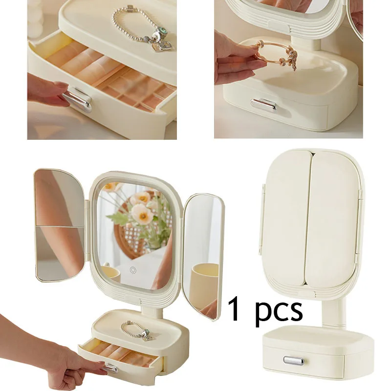 

1pcs Desktop LED Light European Makeup Desktop Folding Makeup With Light Fill-in Desktop Vanity Mirror