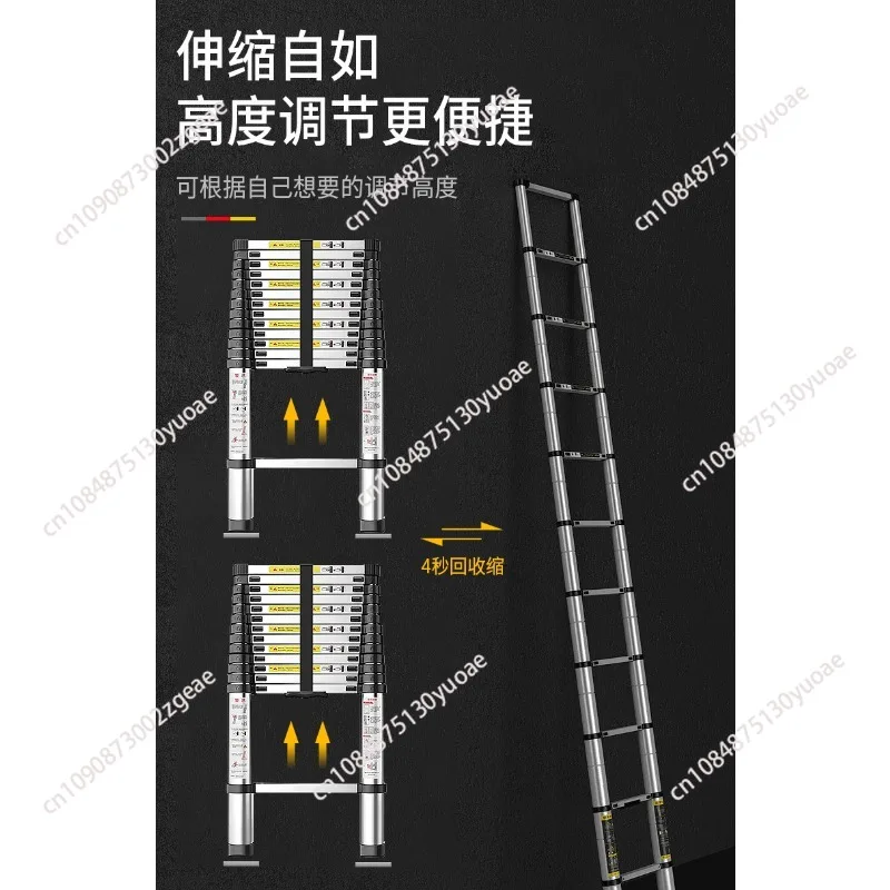 New 4.1m Stable Foldable Telescopic Aluminum Ladder Multi Purpose Industrial Herringbone Telescopic Straight Ladder Step