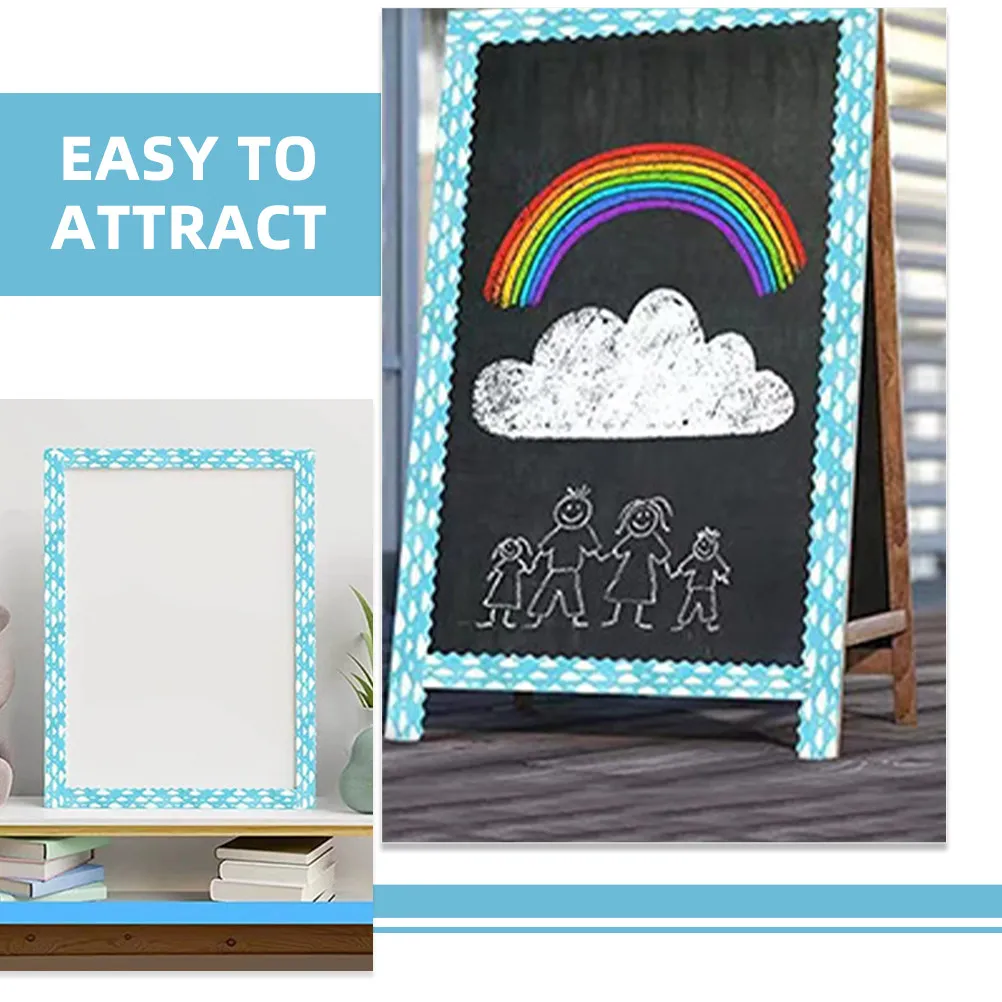 1pc 1 Roll Adhesive Bulletin Board Border Paper Cloud Pattern Trim Decorative Strip For Classroom Office Chalkboard Whiteboard