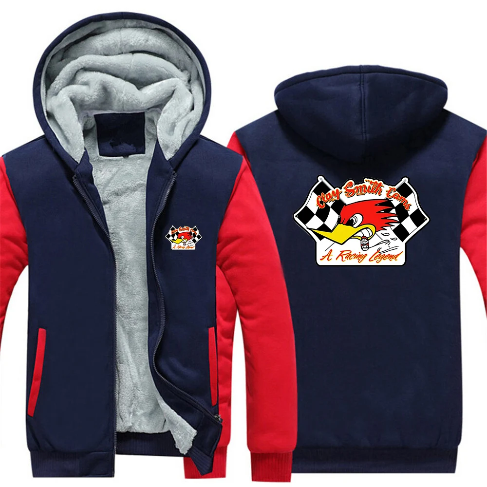 

New Winter Thicken Warm Jacket 2026 Men's Clay Smith Cams Mr Horsepower Logo Print Hooded Fleece Cotton Leisure Coat Hoodies