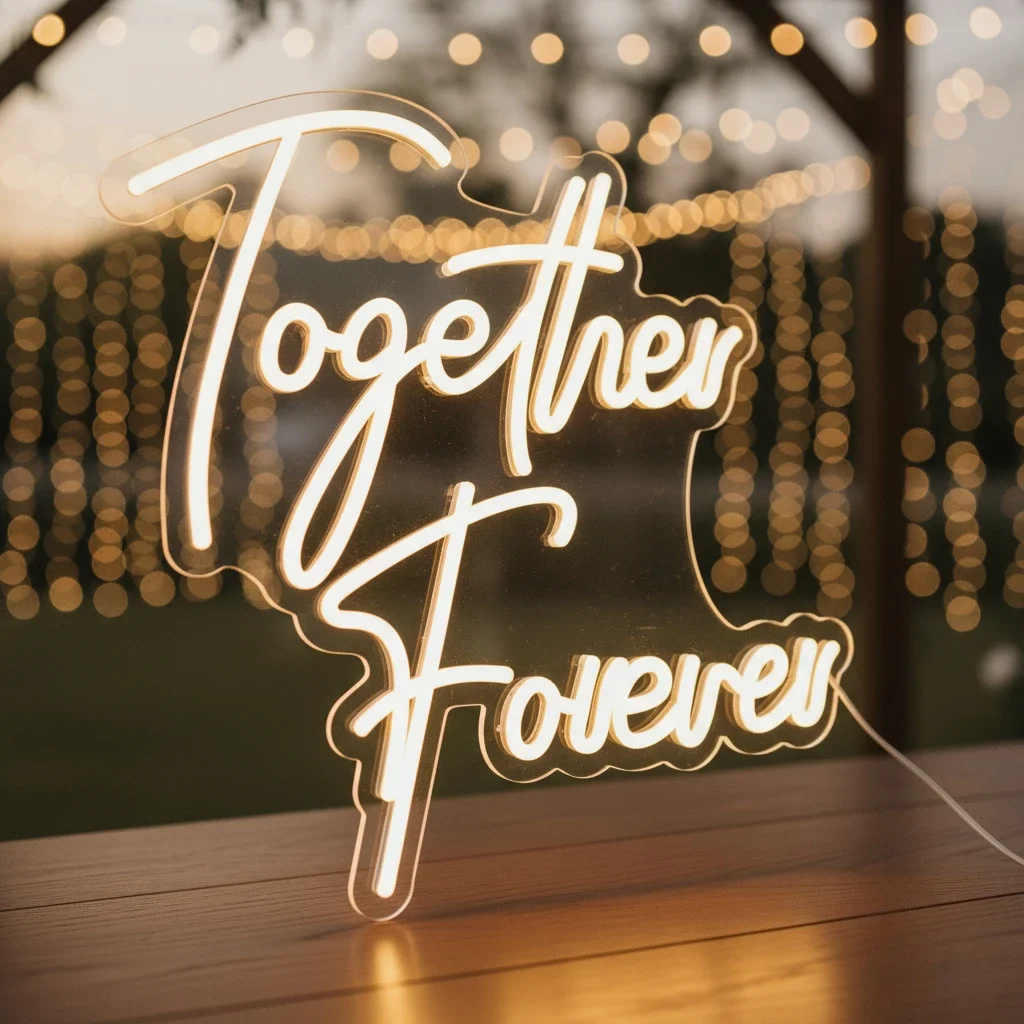 Together Forever Neon Sign Light for Wedding/Anniversary | Warm Glow LED Wall Acrylic Decor with Switch Wedding Keepsake Decor