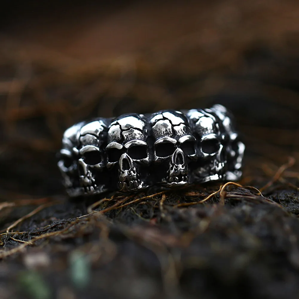 Vintage 316L Stainless Steel Skull Ring For Men Women Punk Hip Hop Domineering Skull Rings Fashion Party Jewelry Gifts Wholesale