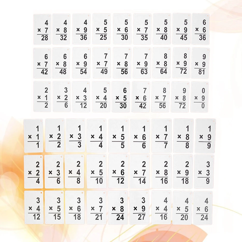

54 Pcs Math Cards Multiplication Educational Arithmetic Prelearning Sheet of Paper