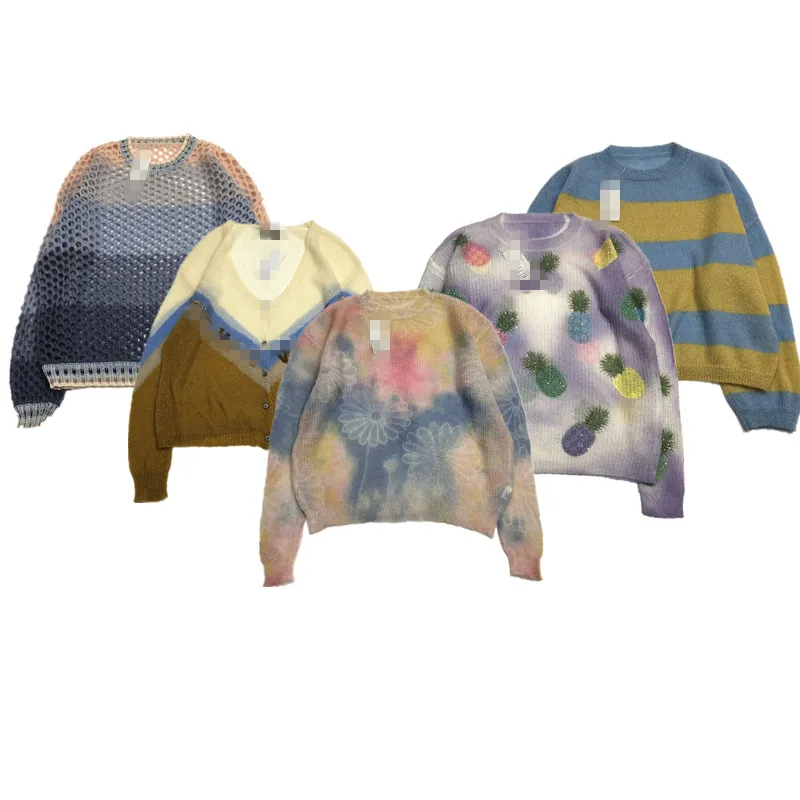 

Vintage Autumn Winter Twist Knit Sweater Fair Isle Silk Candy Color Coat Fem Faion Casual Comfortable Breathable
