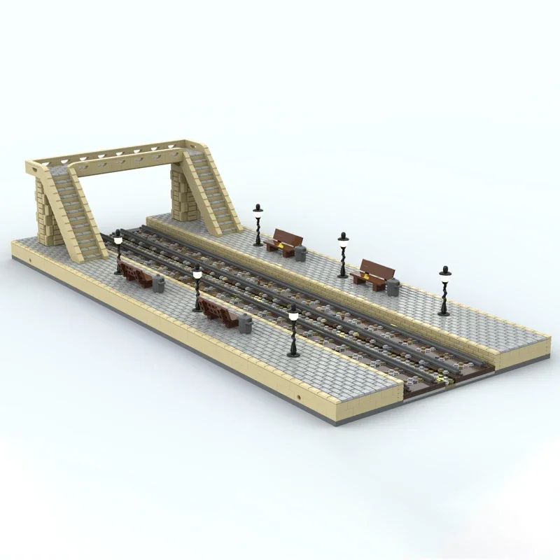 City Street View Model Moc Building Bricks Train Station Platform Technology Modular Blocks Gift Christmas Toy DIY Sets Assembly