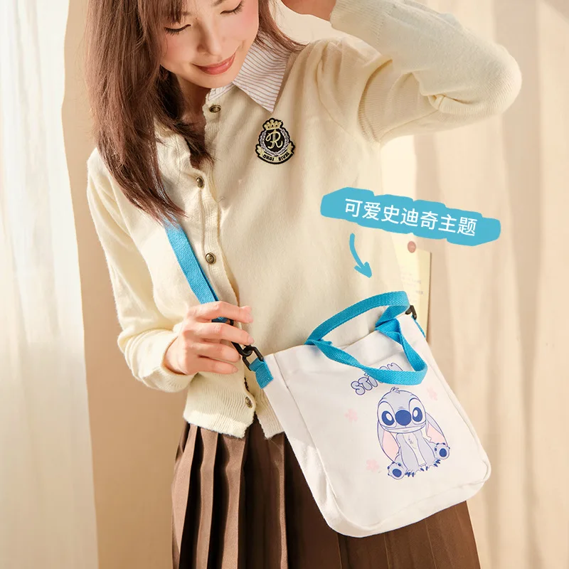 Bolso de hombro de punto de Disney, bandolera de lona con hebilla bonita de dibujos animados de Ángel, bolso informal de mano para estudiantes de gran capacidad, viajero diario