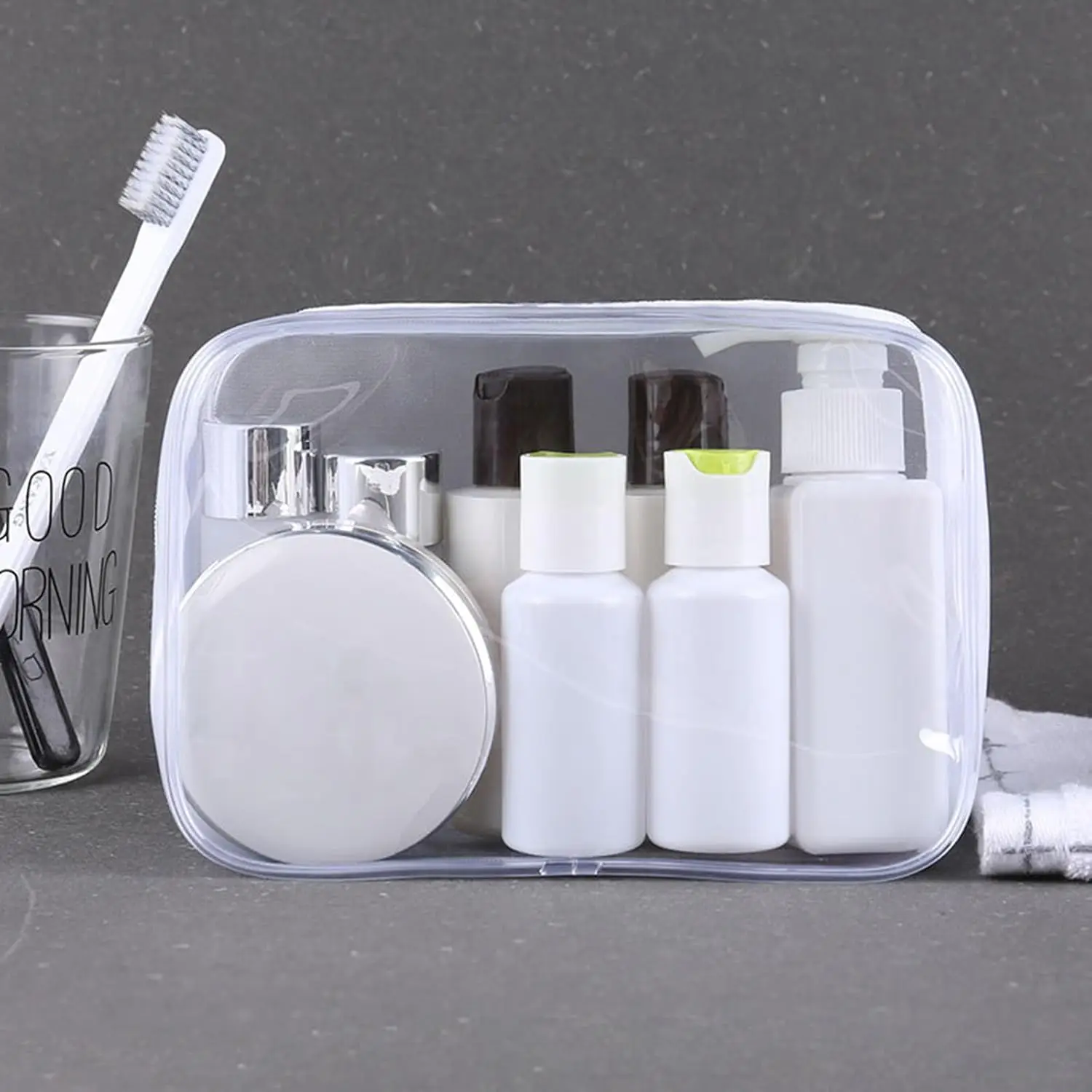 1/24PCS Transparent PVC Storage Travel Organizer Clear Makeup Bag Beautician Cosmetic Bag Beauty Case Toiletry Bag Wash Bags