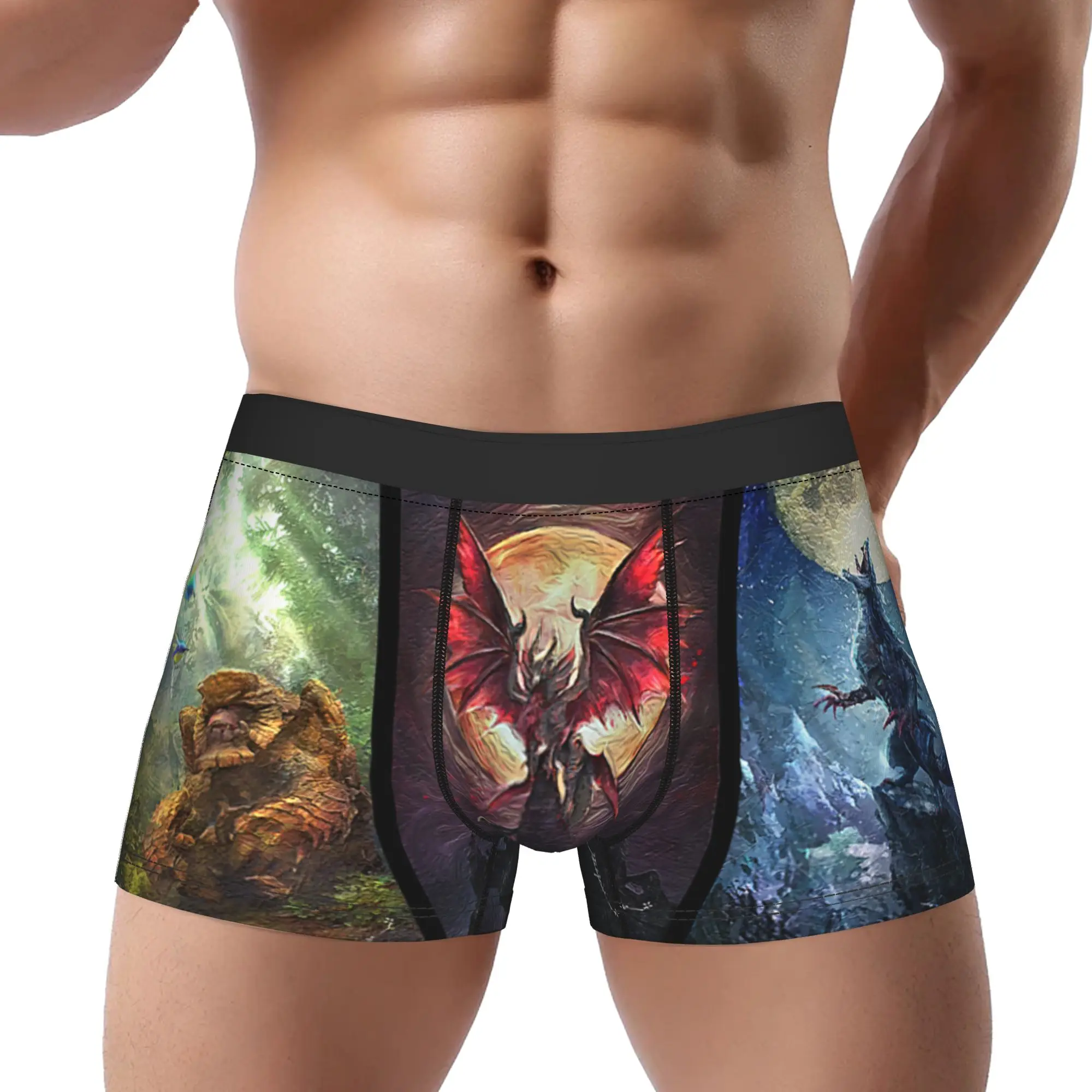 Rise  Sunbreak The Three Lords Monster Hunter Underpants Breathbale Panties Men's Underwear Comfortable Shorts Boxer Briefs