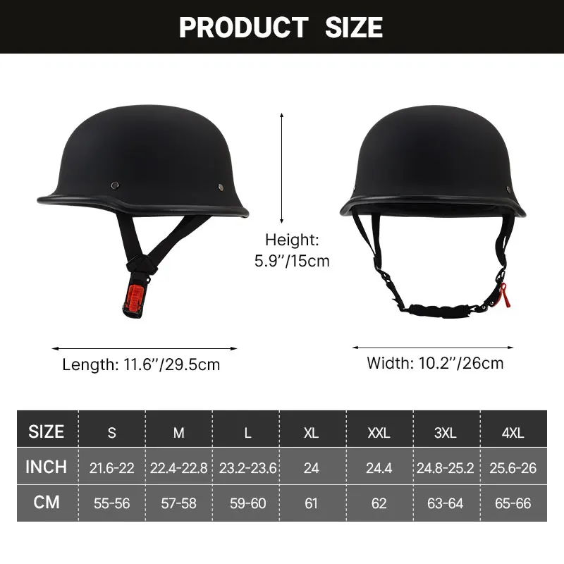 Fiberglass Helmet Half Face Motorcycle Helmets for Men Adult Retro Shell Hard Cap DOT Bicycle Cruiser Chopper Moped Scooter