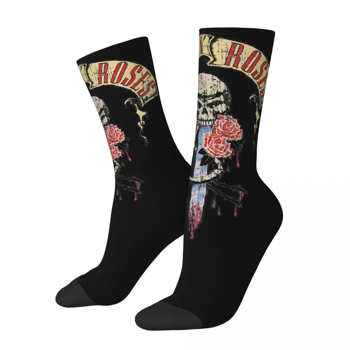 Happy Funny Men's Socks Casual Guns N Roses Skull Heads Sock Graphic Women's Sock Spring Summer Autumn Winter