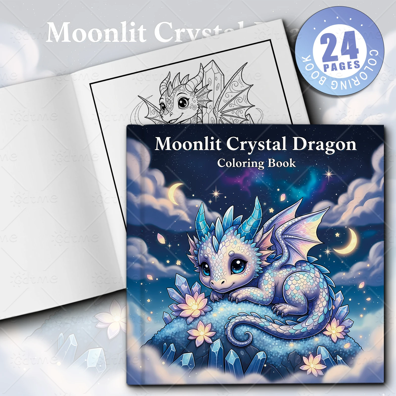 Moonlit Crystal Dragon Coloring Book for Adults, 24-Page Educational DIY Painting & Drawing Book – Ideal Gift for Family and Fri