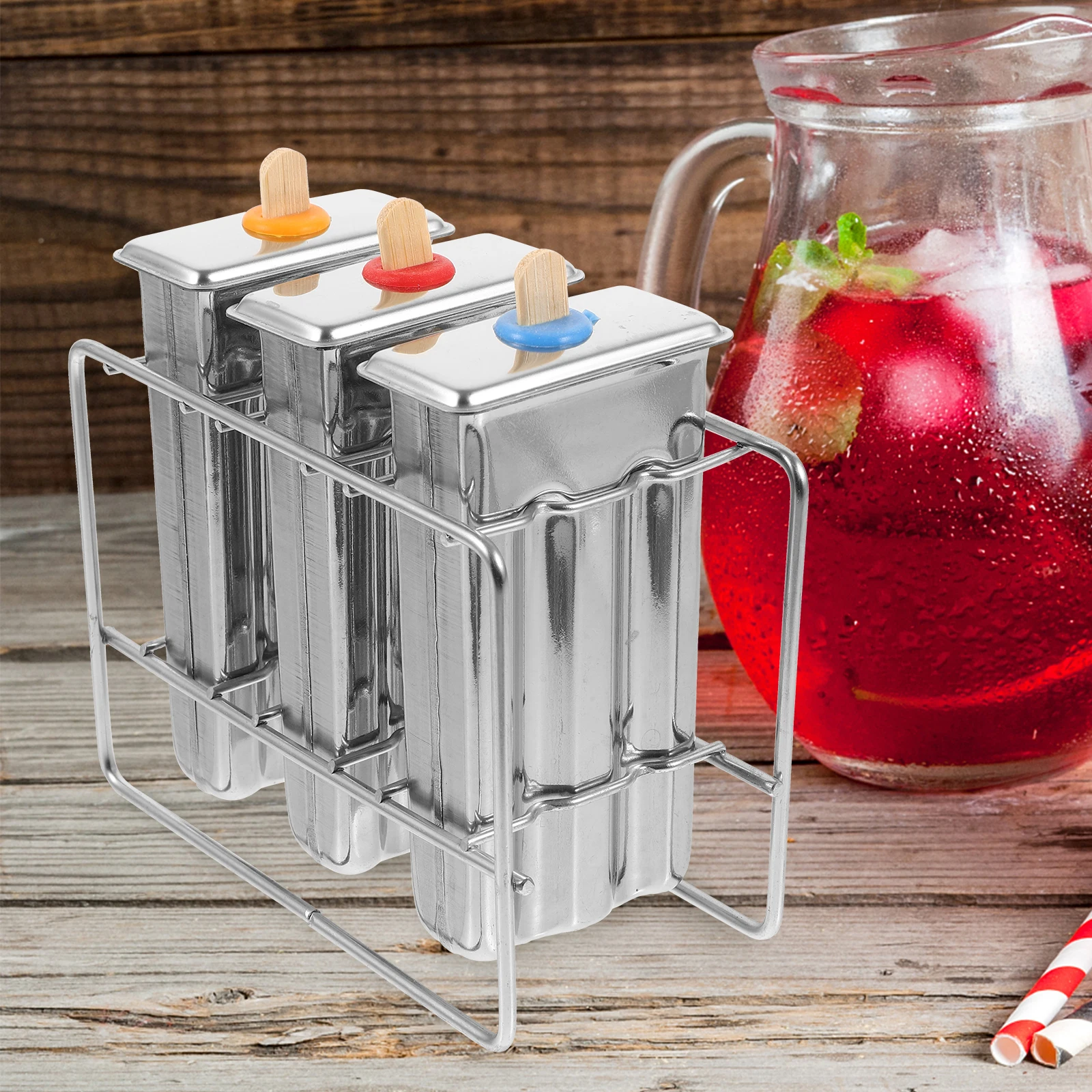 

1 set Stainless Steel Popsicle Mold Flat Head Double Slot DIY Ice Cream Maker Household Ice Mold Kids popsicles molds ice cream