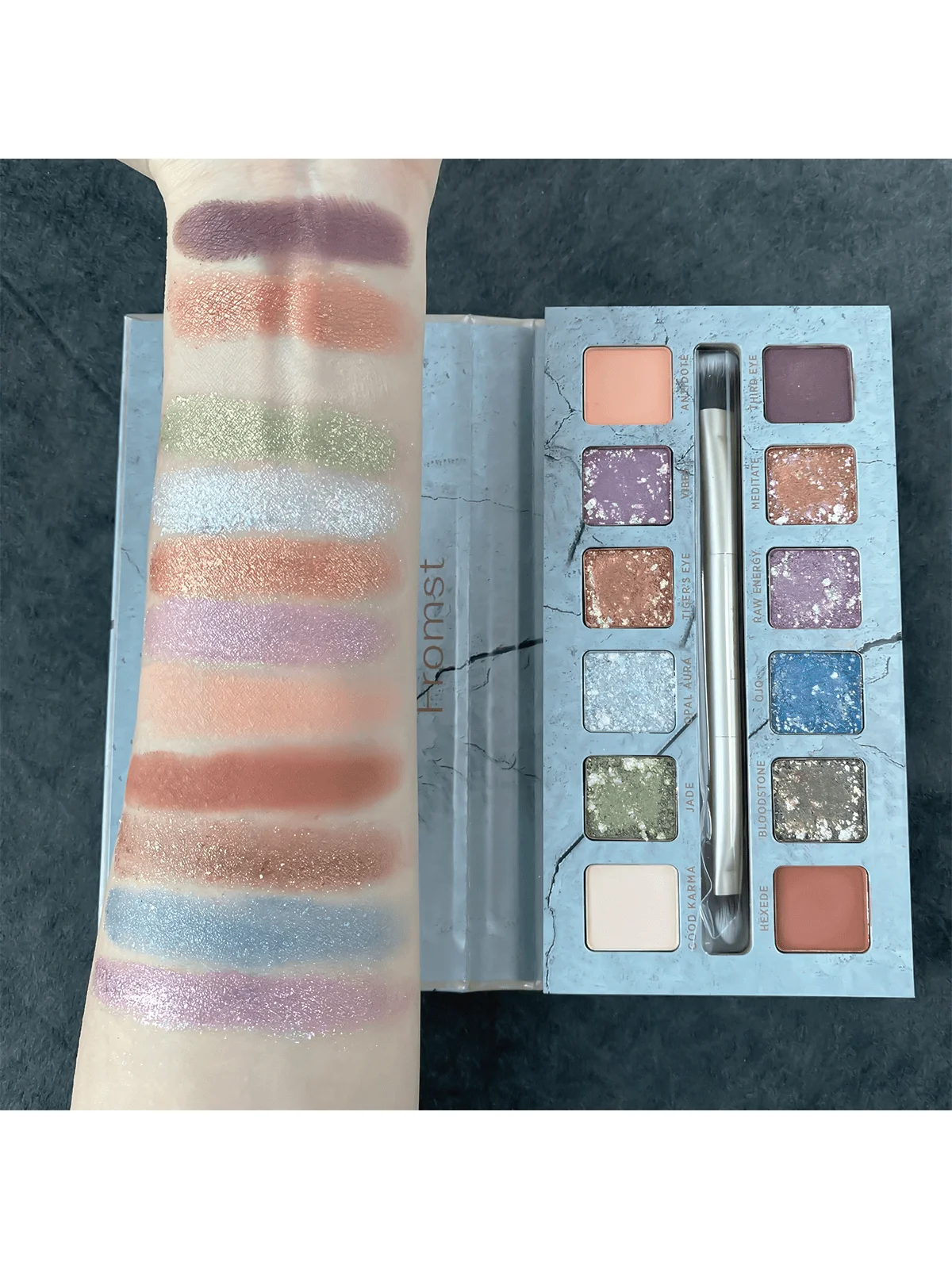 12-kleuren blauw oogschaduwpalet - mat/glans/glitter, waterdicht zweetbestendig, toneelmake-up/feest, wordt geleverd met een spiegelgeschenkdoos